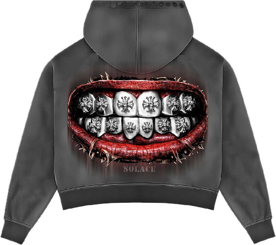 Grey Solace Zip-up back